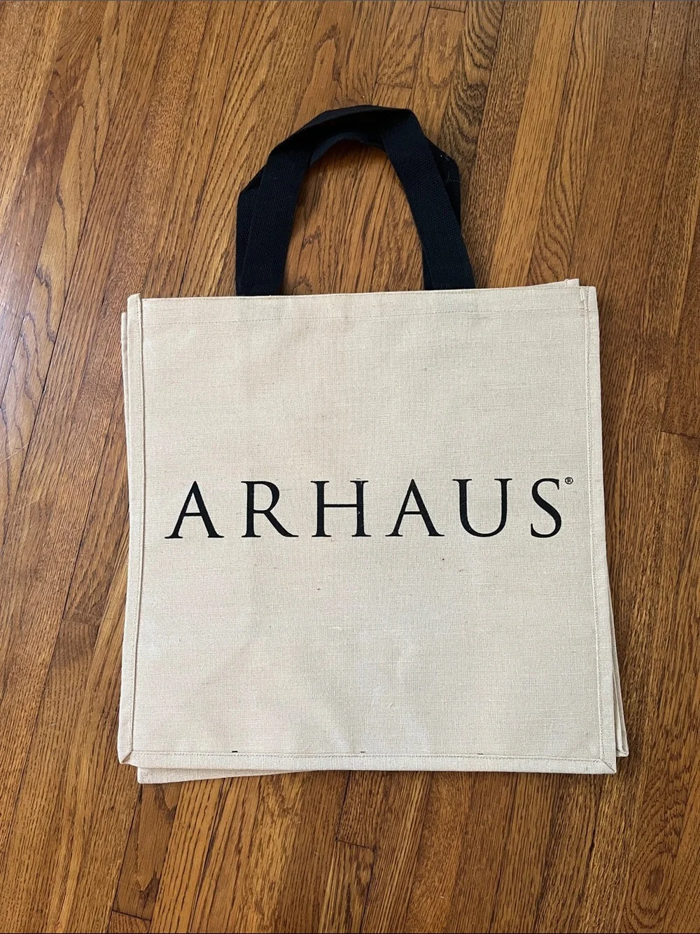 ARHAUS Natural Canvas Tote with Black Handles